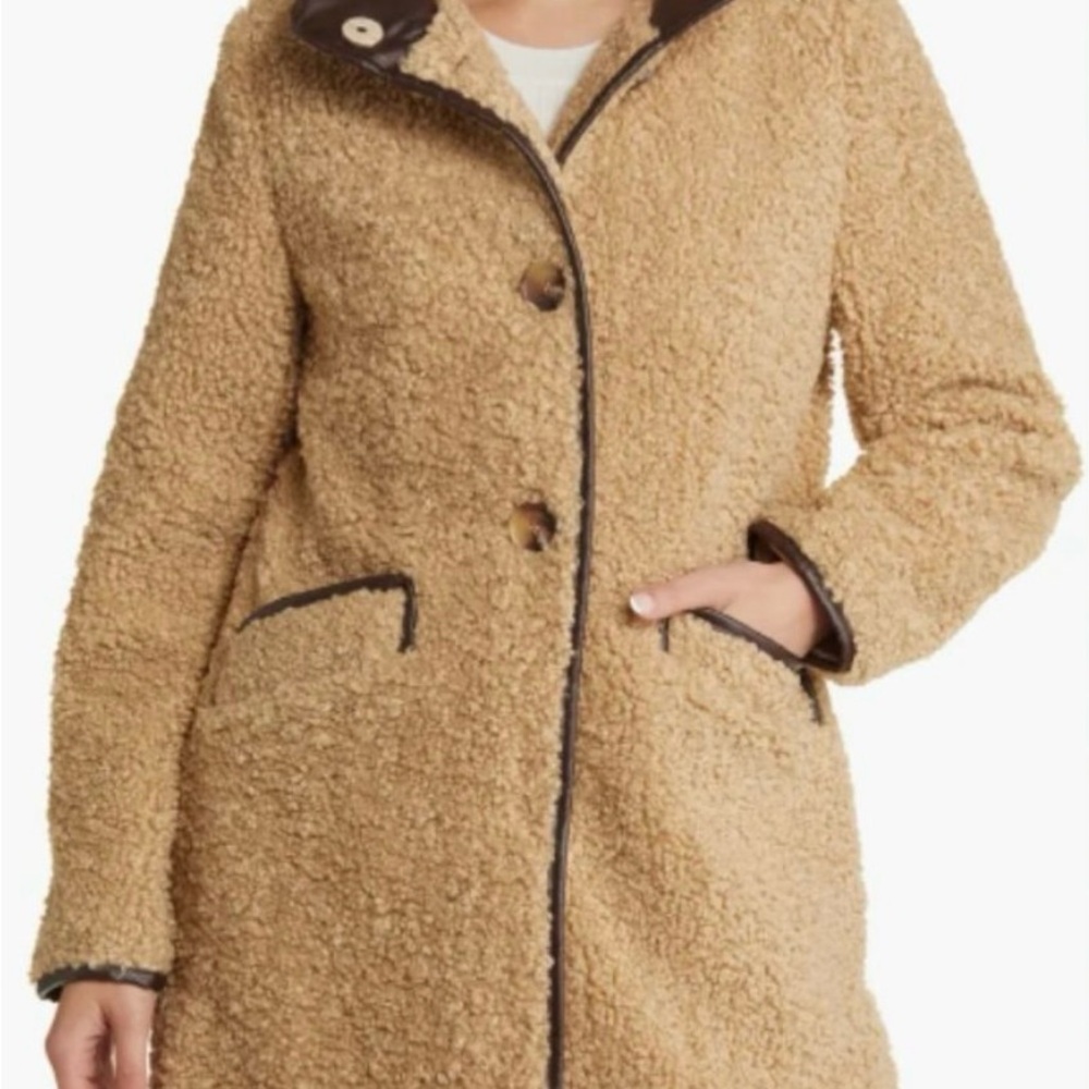 Sam Edelman Faux Fur Teddy Coat Like New Sand Size Small
